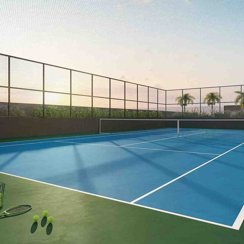 Quadra de tênis com tamanho oficial